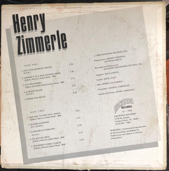 Henry Zimmerle : Henry Zimmerle (LP)