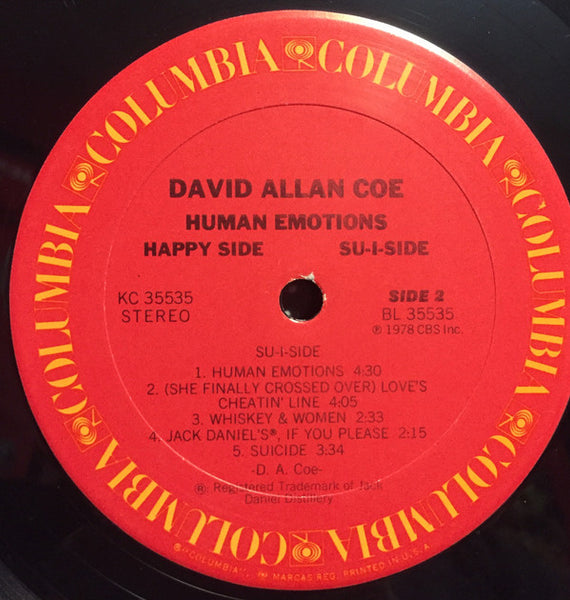 David Allan Coe : Human Emotions (Happy Side/Su-I-Side) (LP, Album, Ter)
