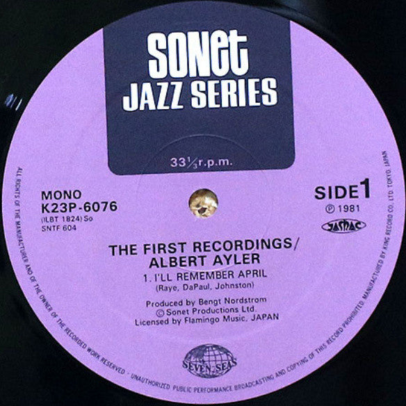 Albert Ayler : The First Recordings (LP, Album, RE)