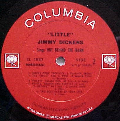 Little Jimmy Dickens : Out Behind The Barn (LP, Mono)