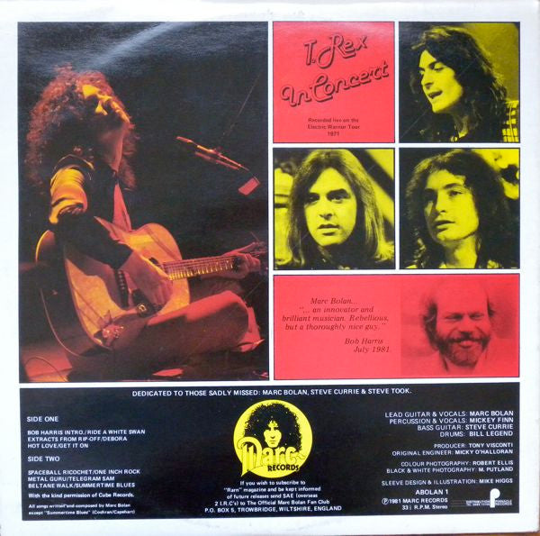 T. Rex : T. Rex In Concert (LP, Album, Gat)