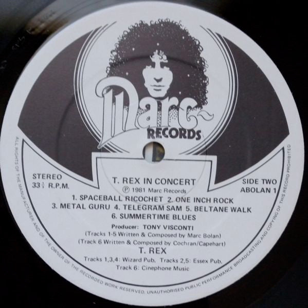 T. Rex : T. Rex In Concert (LP, Album, Gat)