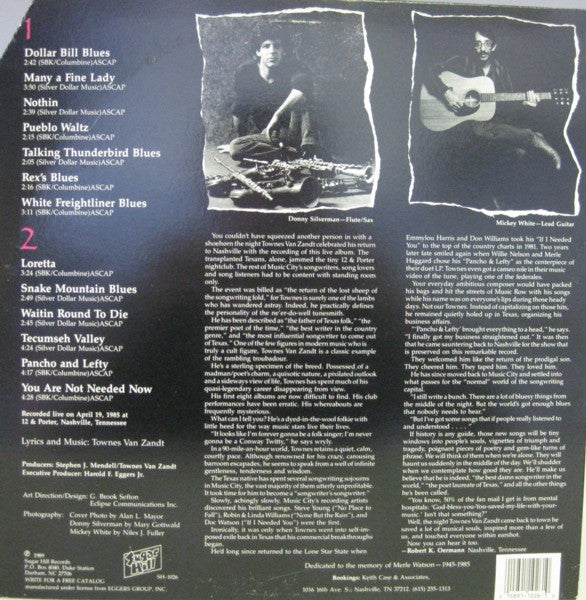 Townes Van Zandt : Live & Obscure (LP, Album)