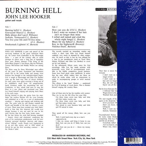 John Lee Hooker : Burning Hell (LP, Album, RE, 180)