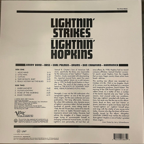 Lightnin' Hopkins : Lightnin' Strikes (LP, Album, RE, RM, 180)