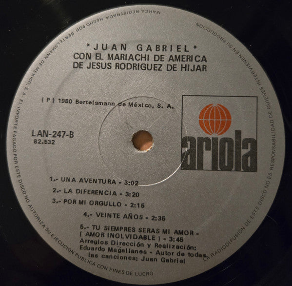 Juan Gabriel : Juan Gabriel Con Mariachi  (LP, Album)