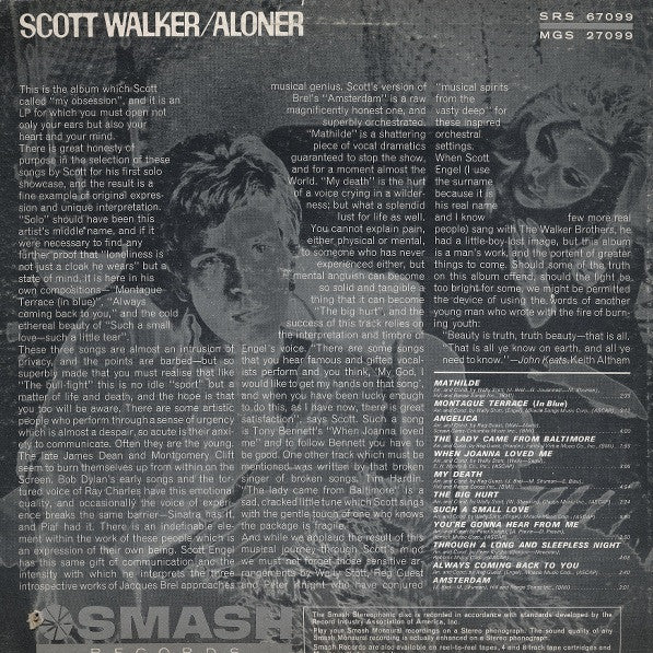 Scott Walker : Aloner (LP, Album)