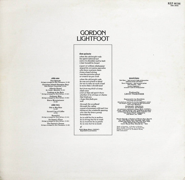 Gordon Lightfoot : Don Quixote (LP, Album)