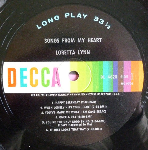 Loretta Lynn : Songs From My Heart (LP, Album, Mono)