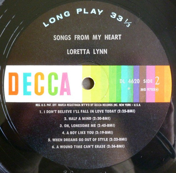 Loretta Lynn : Songs From My Heart (LP, Album, Mono)