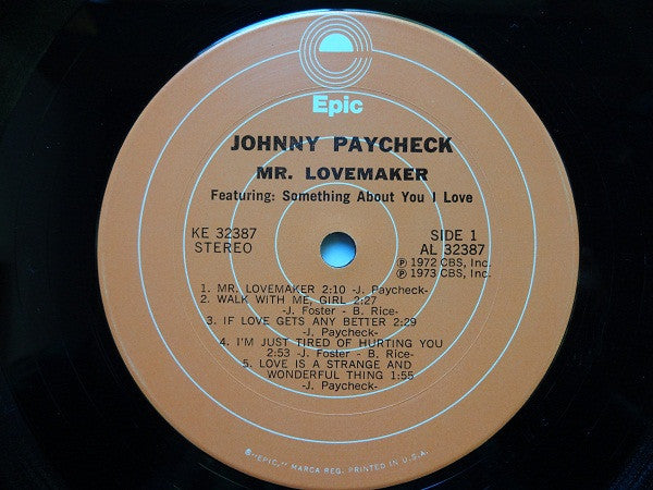 Johnny Paycheck : Mr. Lovemaker (LP, Album)