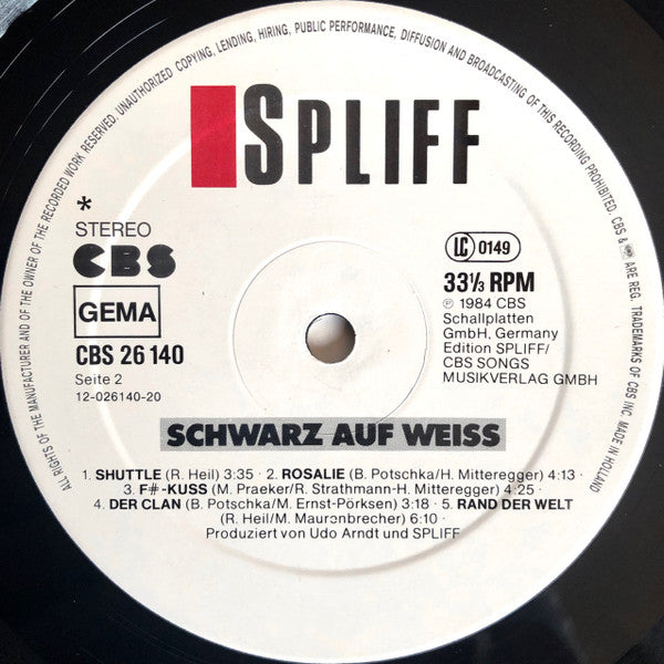 Spliff : Schwarz Auf Weiss (LP, Album, Gat)