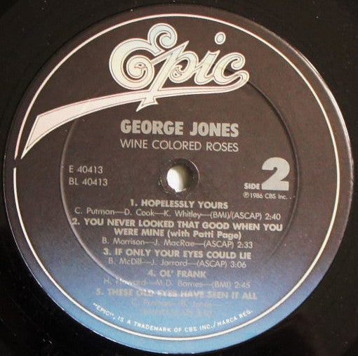 George Jones (2) : Wine Colored Roses (LP, Album)