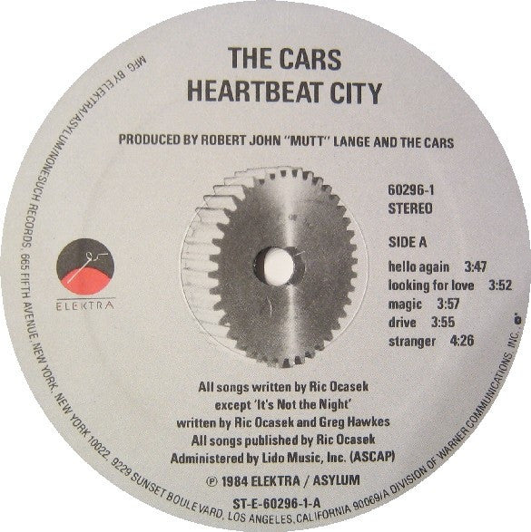 The Cars : Heartbeat City (LP, Album, Club, Car)