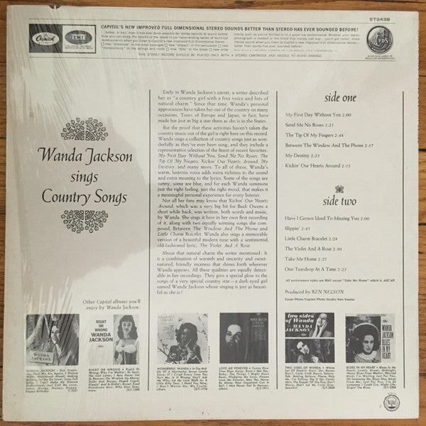 Wanda Jackson : Wanda Jackson Sings Country Songs (LP, Album, Scr)