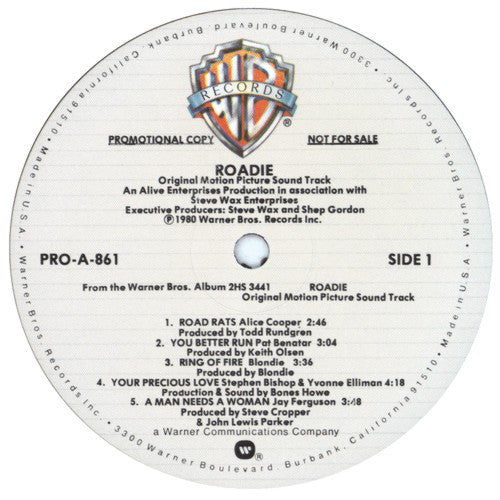 Various : Roadie (Original Motion Picture Sound Track) (LP, Comp, Ltd, Promo)