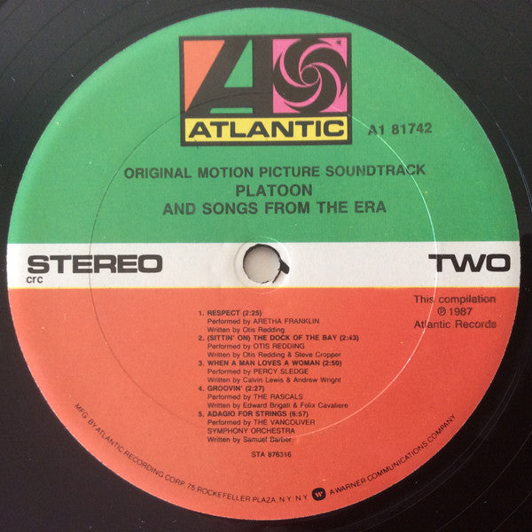 Various : Platoon (Original Motion Picture Soundtrack And Songs From The Era) (LP, Comp, Club)