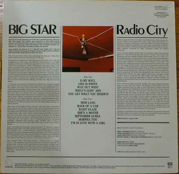 Big Star : Radio City (LP, Album, RE, Whi)