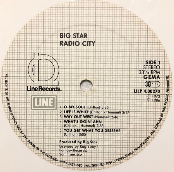 Big Star : Radio City (LP, Album, RE, Whi)