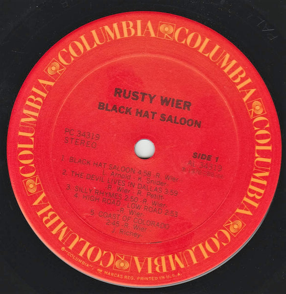 Rusty Wier : Black Hat Saloon (LP, Album)