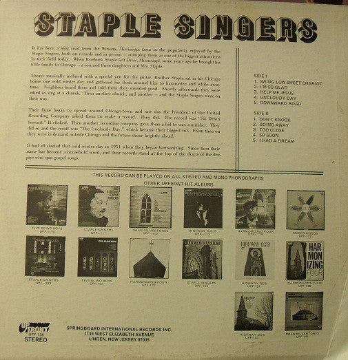 The Staple Singers : Uncloudy Day (LP, Comp)