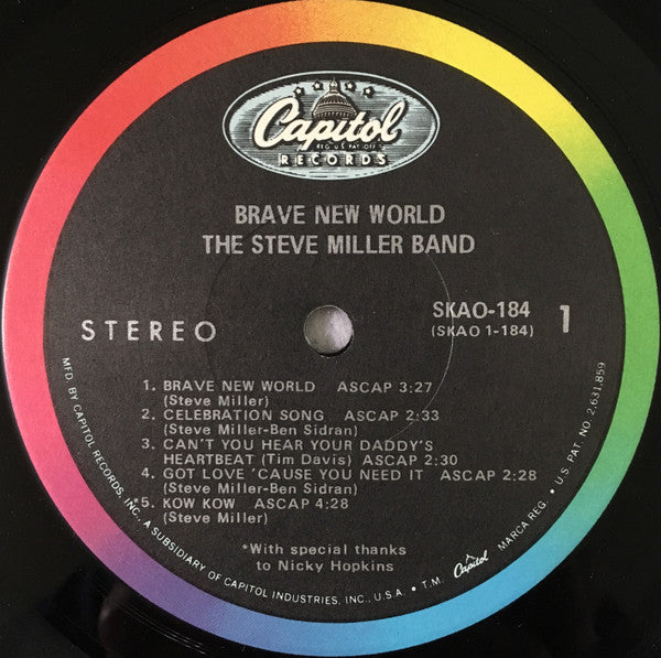 The Steve Miller Band* : Brave New World (LP, Album, L.A)