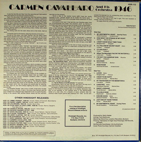 Carmen Cavallaro And His Orchestra : The Uncollected Carmen Cavallaro, 1946 (LP, Comp)