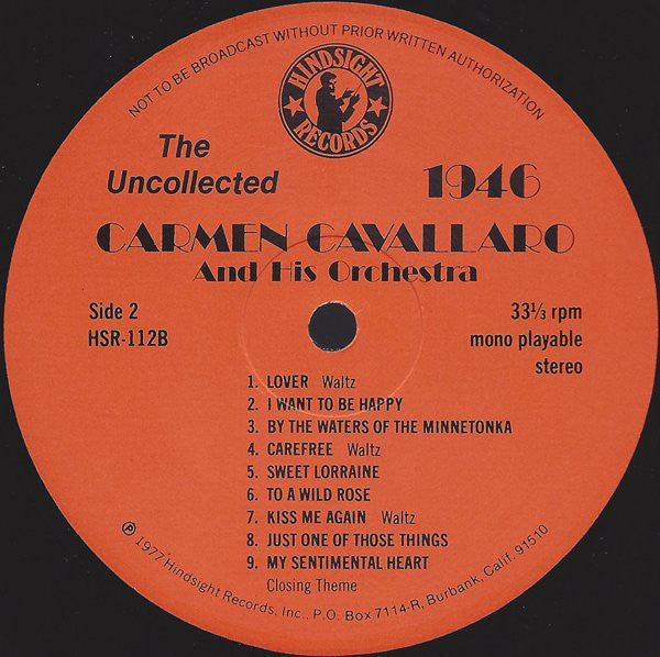 Carmen Cavallaro And His Orchestra : The Uncollected Carmen Cavallaro, 1946 (LP, Comp)