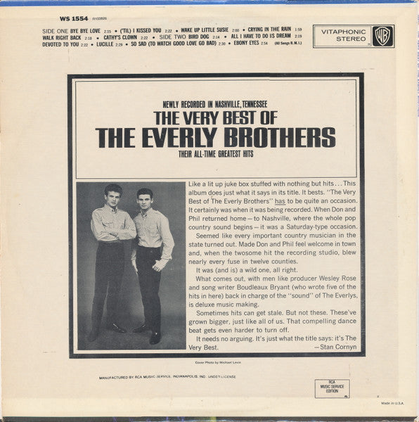 Everly Brothers : The Very Best Of The Everly Brothers (LP, Album, Club, RE, RCA)