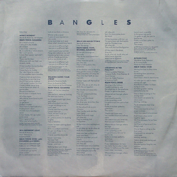 Bangles : Different Light (LP, Album, RE, Car)