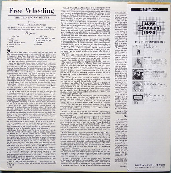 The Ted Brown Sextet Featuring Warne Marsh And Art Pepper : Free Wheeling (LP, Album, RE)