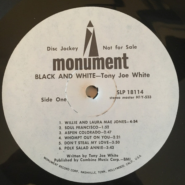 Tony Joe White : Black And White (LP, Album, Promo)