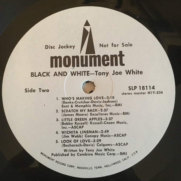 Tony Joe White : Black And White (LP, Album, Promo)