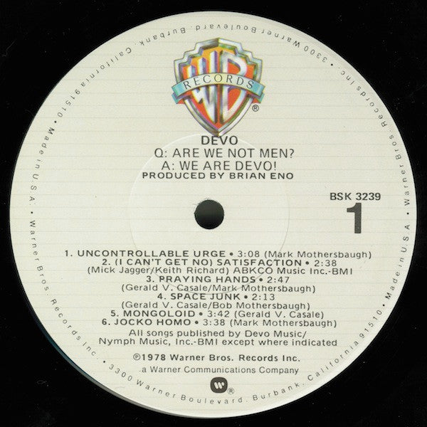 Devo : Q: Are We Not Men? A: We Are Devo! (LP, Album, Los)