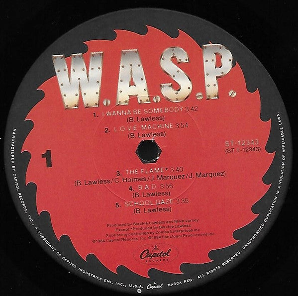 W.A.S.P. : W.A.S.P. (LP, Album, Jac)