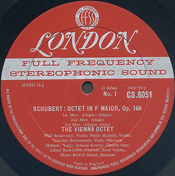 Schubert*, The Vienna Octet* : Octet Op. 166 (LP)