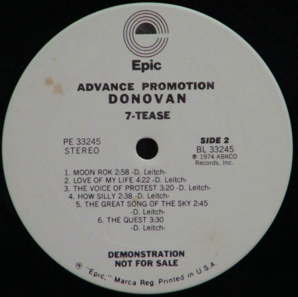 Donovan : 7-Tease (LP, Advance, Album, Promo)