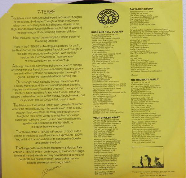 Donovan : 7-Tease (LP, Advance, Album, Promo)