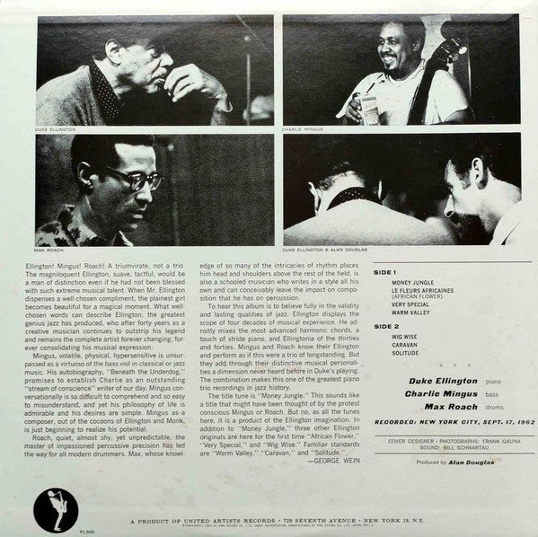 Duke Ellington • Charlie Mingus* • Max Roach : Money Jungle (LP, Album, RE)