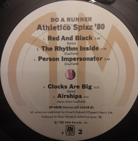 Athletico Spizz 80 : Do A Runner (LP, Album, Y, )