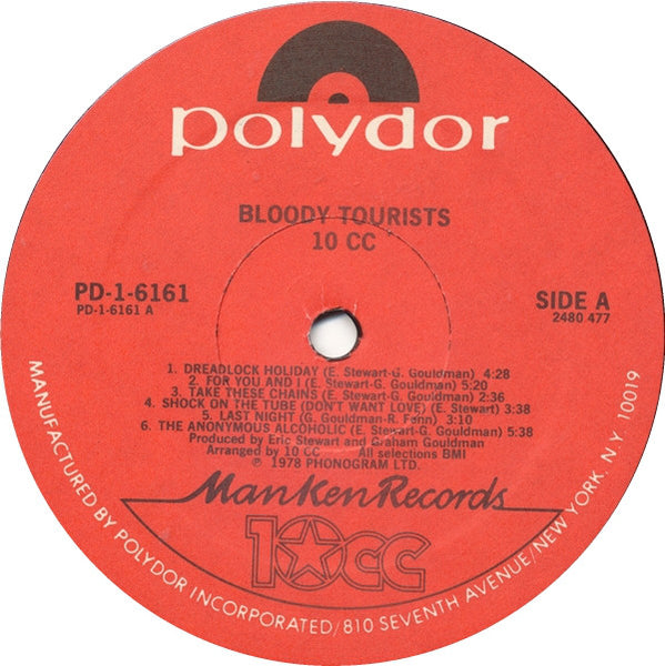 10cc : Bloody Tourists (LP, Album, PRC)