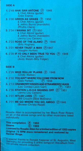 Rosalie Allen : The Queen Of The Yodelers (LP, Comp, Mono, RM)