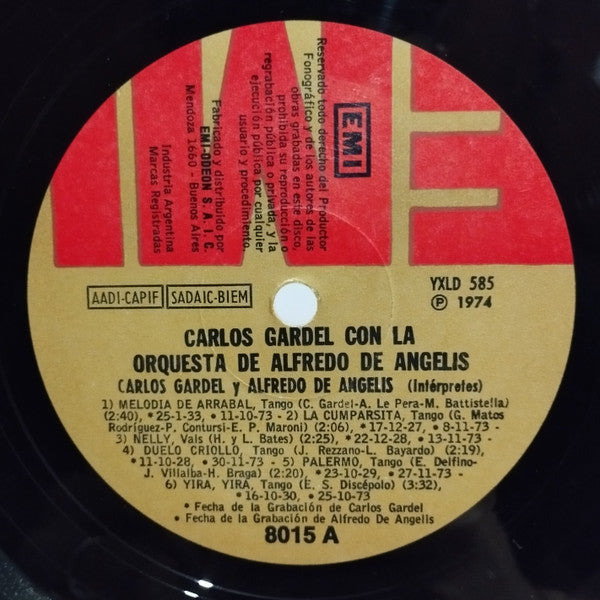 Carlos Gardel Con La  Orquesta De Alfredo De Angelis* : Carlos Gardel Con La Orquesta De Alfredo De Angelis (LP, Comp, Gat)
