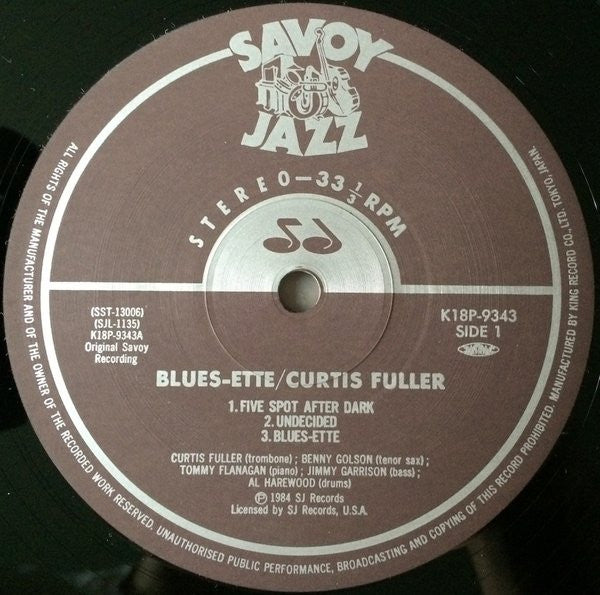 Curtis Fuller's Quintet : Blues-ette (LP, Album, Ltd, RE)