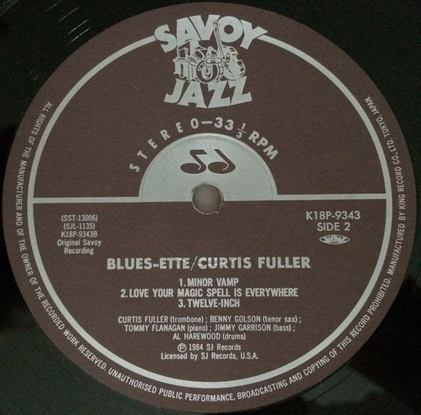Curtis Fuller's Quintet : Blues-ette (LP, Album, Ltd, RE)