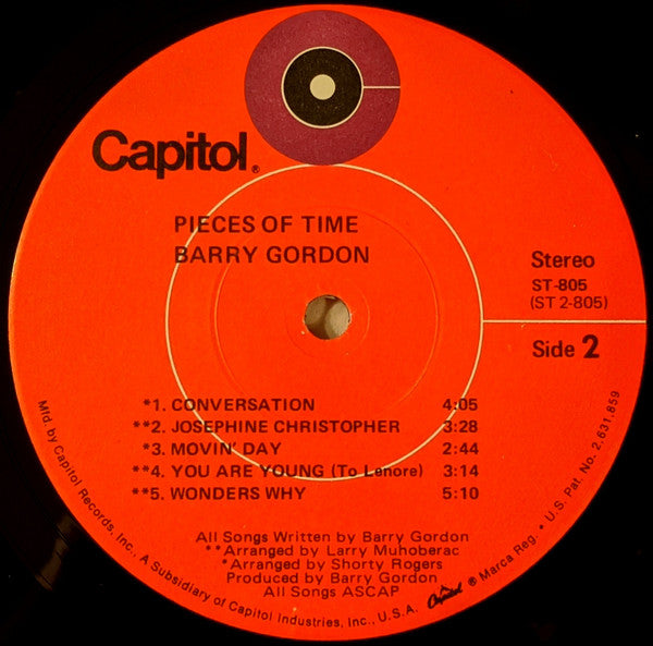 Barry Gordon : Pieces Of Time (LP, Album)