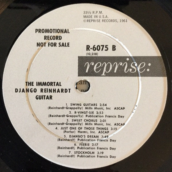 Django Reinhardt : The Immortal Django Reinhardt Guitar (LP, Comp, Mono, Promo)