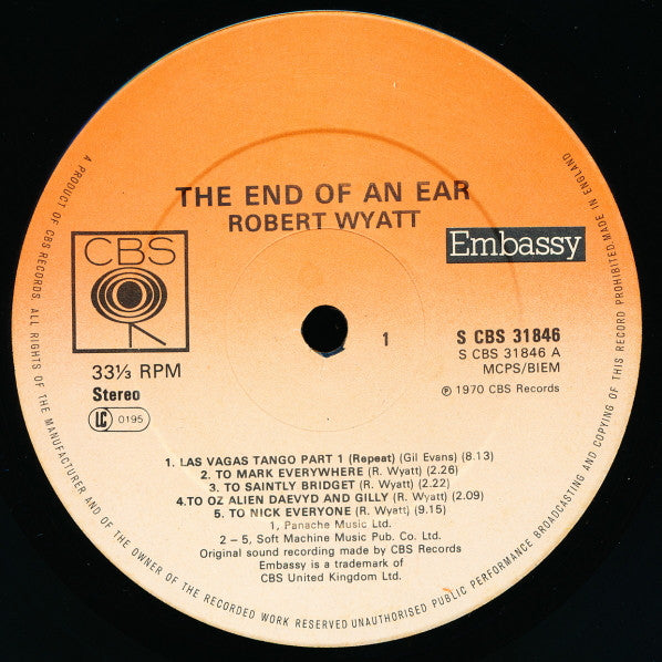 Robert Wyatt : The End Of An Ear (LP, Album, RE)