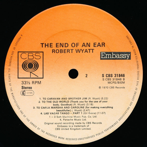 Robert Wyatt : The End Of An Ear (LP, Album, RE)