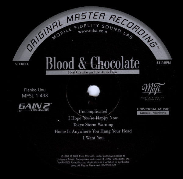 Elvis Costello & The Attractions : Blood & Chocolate (LP, Album, Ltd, Num, RM, 180)